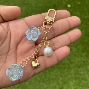 Blue Rose Keychain|Rose flower keychain |Floral keyring|Elegant keychain accessory |Blue floral keychain |Flower lover keyring |Wedding Gift