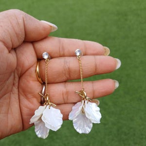 Petal drop earrings | White flower earrings Flower petal earrings | White Petal Earrings | Wedding Gift | Anniversary Gift |