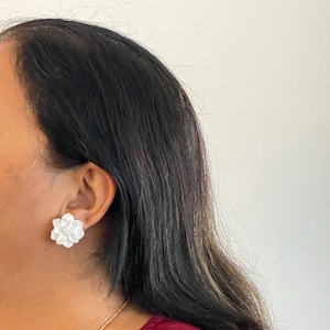 White Flower Earrings | Flower Stud Earrings | Wedding Gift | Bridesmaid Gift | Women&#39;s Jewellery | Bridal Jewellery | Birthday Gift