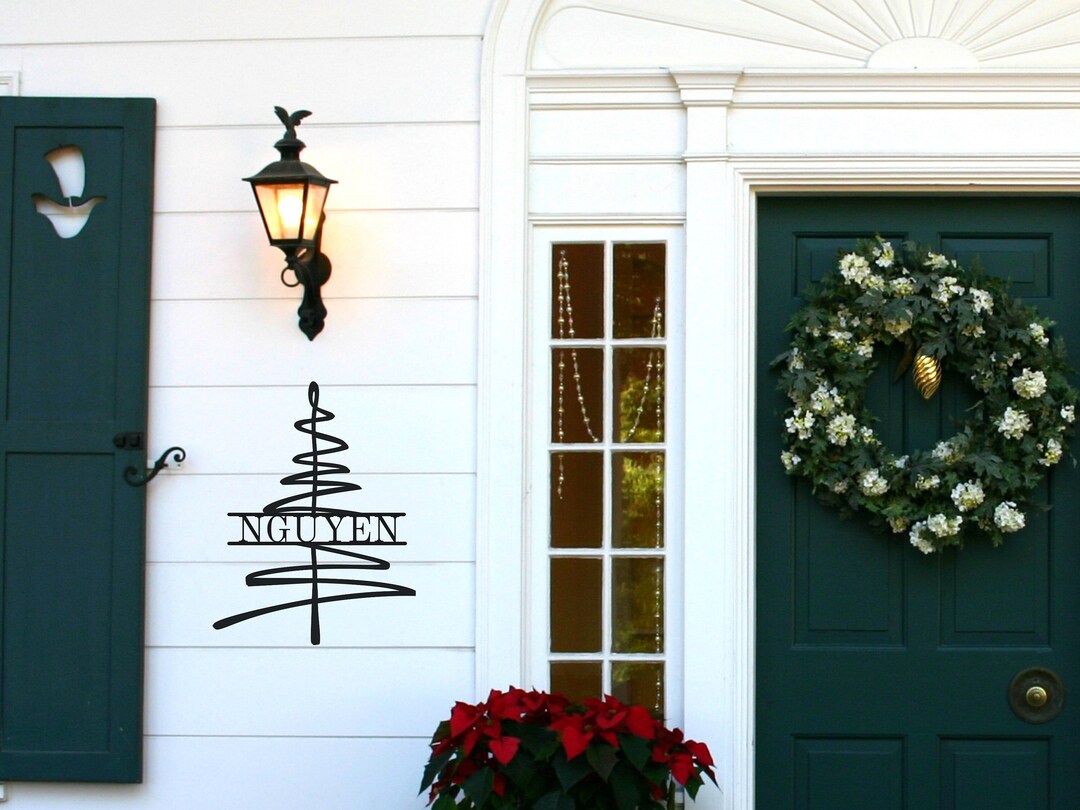 Custom Christmas Metal Wall Art Decor, Personalized With Family Name