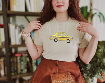 Unisex Ultra Cotton Yellow Taxi T-shirt, Kolkata New York City Taxi Cab Tee, Bengali Shirt, New Yorkers Shirt, Minimalist NY lovers Tee