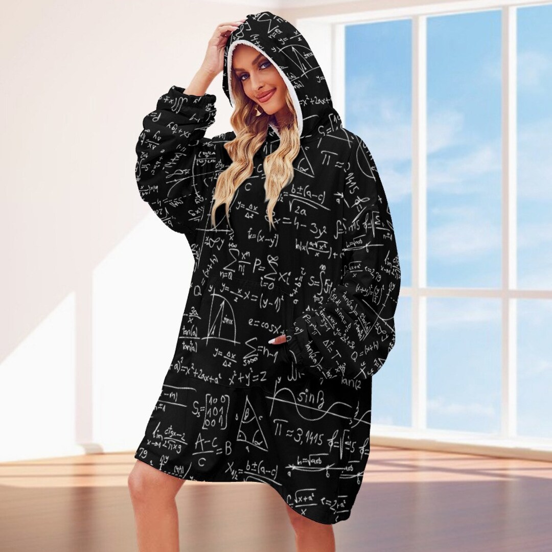 Pattern Print Math Hooded Blanket