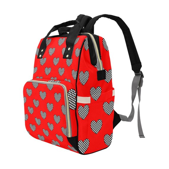 Checkerboard Patterned Heart Multi-function Backpack for  display picture 1