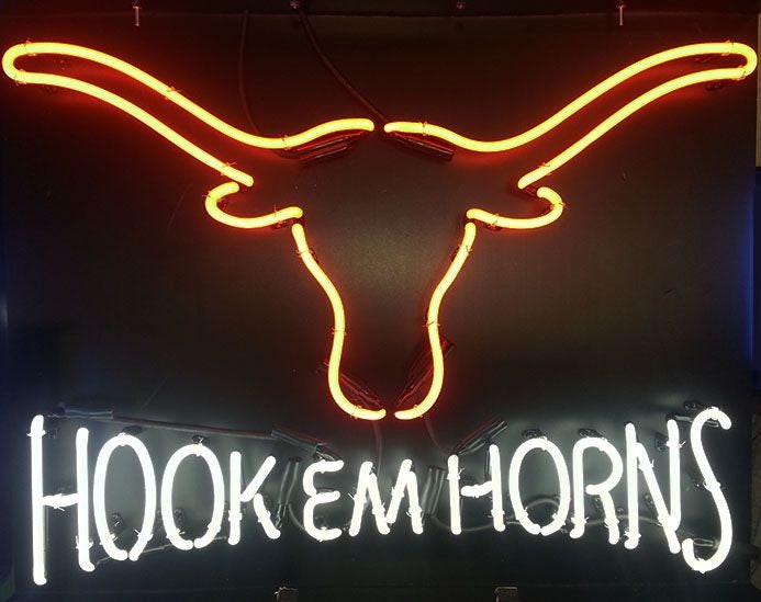 Neon Hook Em Horns Sign Etsy