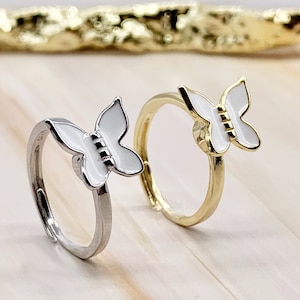 Spinner Ring Anxiety Ring for Woman, butterfly Fidget ring rotating spinner ring worry Ring ADHD Ring for anxiety, Spin ring for woman