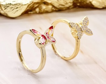 Anillo de ansiedad de mariposa spinner para mujer, anillo de fidget giratorio de preocupación de anillo de TDAH anillo para ansiedad, anillo de giro para mujer