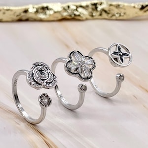 Spinner Ring Anxiety Ring for Woman, Flower Clover Fidget ring rotating spinner ring worry Ring ADHD Ring for anxiety, Spin ring for woman