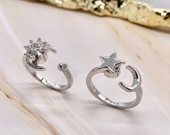 Anillo giratorio Anillo de ansiedad para mujer, Inicio Copo de nieve Anillo giratorio giratorio preocupación Anillo TDAH Anillo para la ansiedad, Anillo giratorio para la mujer