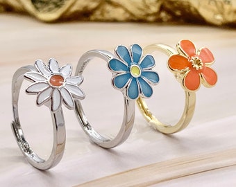 Anxiety Ring Spinner para mujer, Flower Fidget anillo giratorio giratorio anillo preocupación Anillo TDAH Anillo para la ansiedad, Spin ring para mujer