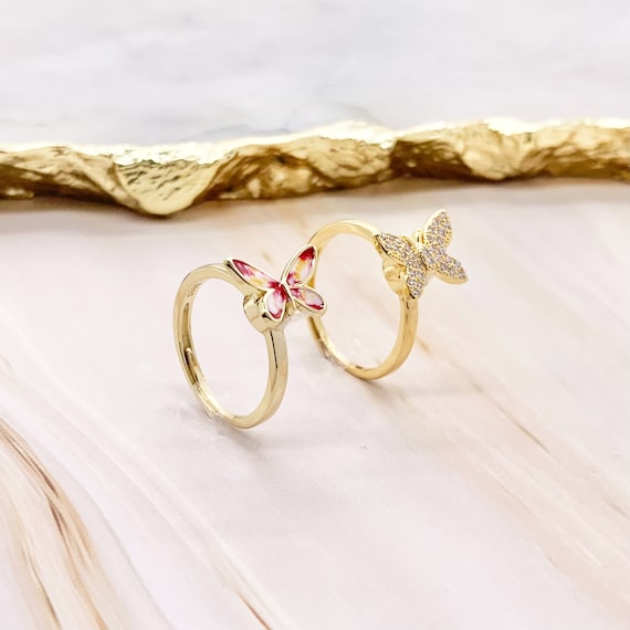 Butterfly Spinner Ring Anxiety Ring for Woman, Fidget ring rotating spinner ring worry Ring ADHD Ring for anxiety, Spin ring for woman