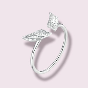 Two Wing Ring S925 Sterling Silver Adjustable Wing Ring, Gothic Ring, Wrap Ring