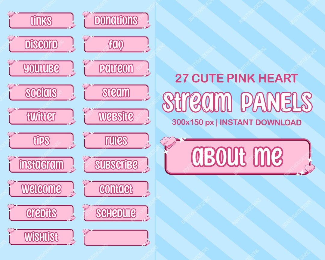 27 Cute Pink Heart Twitch Streamer Panels - Etsy