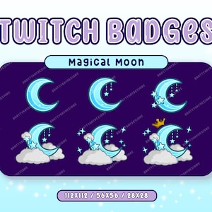 Blue Celestial Magical Moon and Stars Twitch Sub/Bit badge