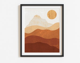 Desert Landscape Printable Wall Art, Landscape Digital Download, Desert Print, Abstract Desert, Boho Art, Minimalist Art, Modern Desert