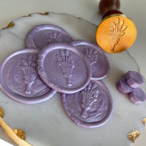Sello de cera de lavanda con pegatina autoadhesiva