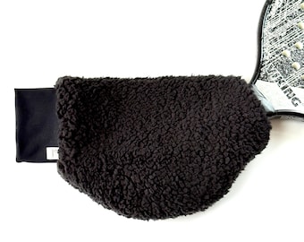 Elemitts | Black sherpa fleece platform tennis mitt lined with  repurposed cashmere | paddle tennis pickleball