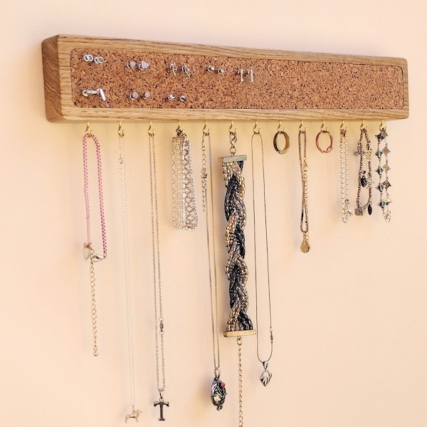 wall mounted jewellery organiser- stud earring Holder, necklace hanger.