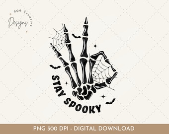 Retro Skeleton Hand Halloween PNG, Spooky Season Design (Digital Download)