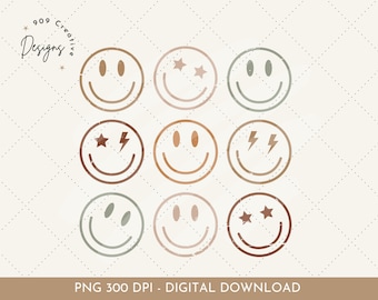 Smiley rétro en détresse PNG, clipart tendance (téléchargement numérique)