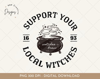 Retro Witches Brew PNG, Spooky Halloween Design (Digital Download)