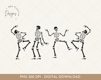 Lustiges tanzendes Skelett PNG, Halloween Clipart (digitaler Download)