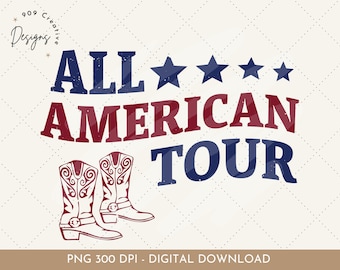 4th of July Patriotic Cowgirl Boots Clipart, All American PNG (Digital Download)