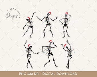 Festive Skeleton Santa PNG, Spooky Christmas Designs (Digital Download)
