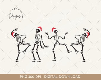 Dancing Skeleton Santa PNG, Spooky Christmas Sublimation (Digital Download)