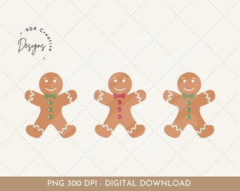 Retro Gingerbread Man PNG, Preppy Christmas Sublimation (Digital Download)