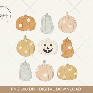 Boho Pumpkin Patch Png, Halloween Clipart, Fall Vibes Png, Jack O Lantern, Pumpkin Sublimation, Pumpkin Varieties