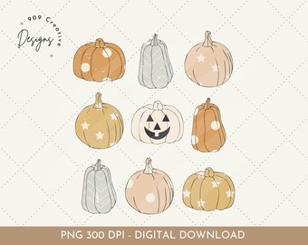 Imagen PNG de calabaza boho, clipart de Halloween (descarga digital)