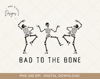 Esqueleto divertido de Halloween PNG, Malvado hasta los huesos, Temporada de sustos (Descarga digital)