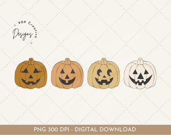 Boho Jack O Lantern PNG, Fall Pumpkin Sublimation (Digital Download)