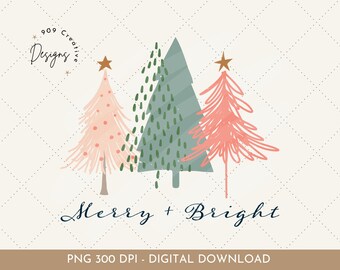 Boho Christmas Tree PNG Clipart, Winter Sublimation (Digital Download)