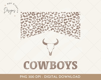 Distressed Cowboys Png, Western Png, Cow Skull, Leopard Print, Cowgirl Clipart, Western Sublimation, Boho Png