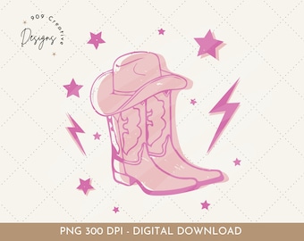 Pink Cowboy Boots PNG, Western Clipart (Digital Download)