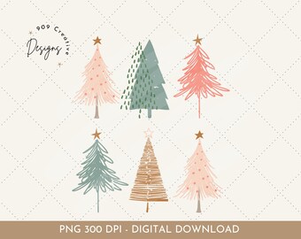 Boho Christmas Tree PNG Clipart, Winter Sublimation (Digital Download)