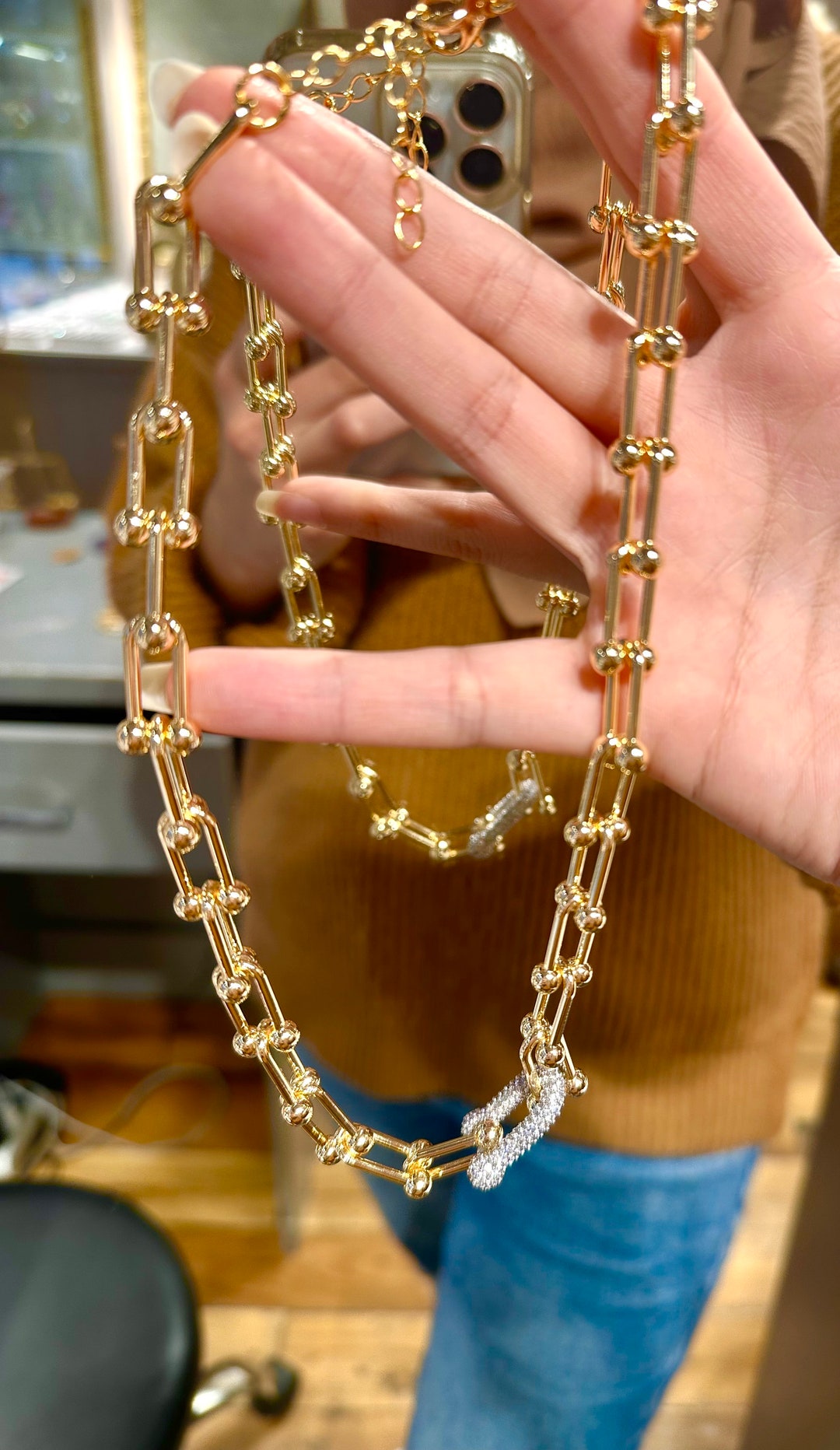 18K Gold & Silver Link Necklace, Waterproof Gold Chain Necklace, Dainty ...