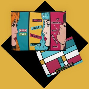 Bolsa grande para acessórios feminista Pop Art