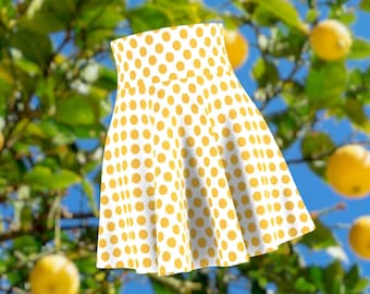 Mollie&#39;s Lemondrop Dot Skater Skirt (XS-2XL) | Geometric | Polka Dot | Soft Touch | Miniskirt | Women | Girls | Yellow