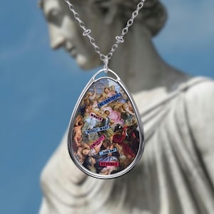 Be Grateful Pendant Necklace: Feminist Art History Jewelry Rubens Sabine Women Female Rage