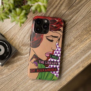 Library of Alexandria Tough Phone Case: Ancient History Retro Pop Art Librarian Historian iPhone