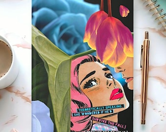 Theoretisch sprechen Notizbuch | Feministisch | Pop-Art | Retro | Feisty | Tagebuch | Notizheft | Blumen | Sarkastisch