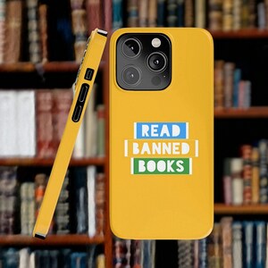 Read Banned Books Yellow Phone Case: Slim, First Amendment, Library