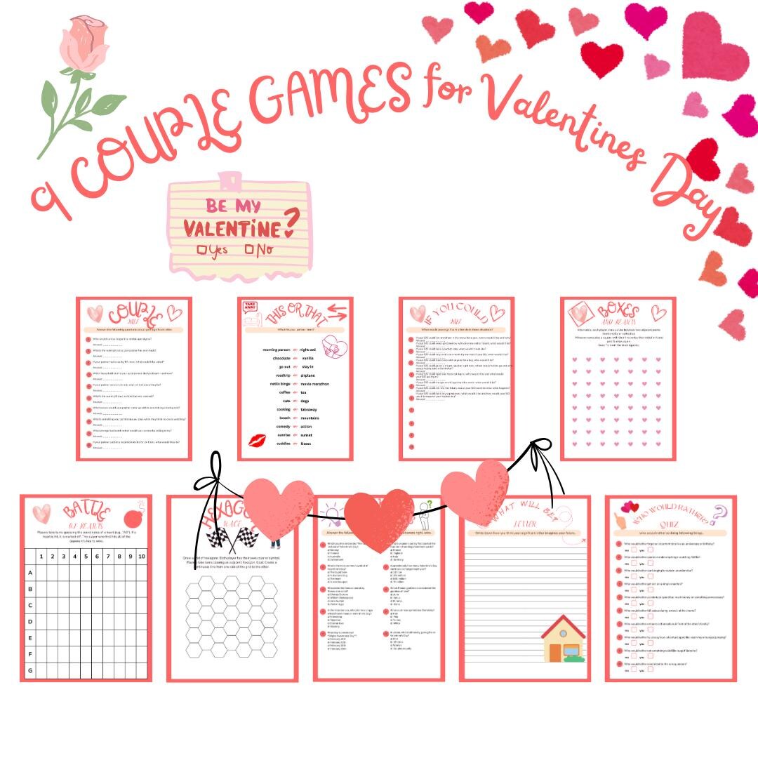 9 Couple Games Bundle 9 Printable PDF Couple Games for Valentines Day This or That, Quiz, Boxes ...