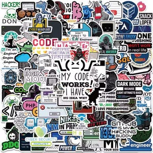 100pcs Network Hacker Programming Stickers Funny Cartoon IT Engineer Computer Sticker Luggage Laptop Guitar Phone Decals