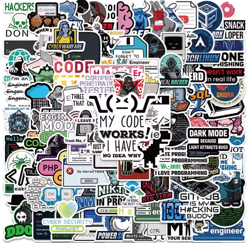 100pcs Funny Hacker, Programmer Stickers – Tech & Coding Vinyl Decals ...