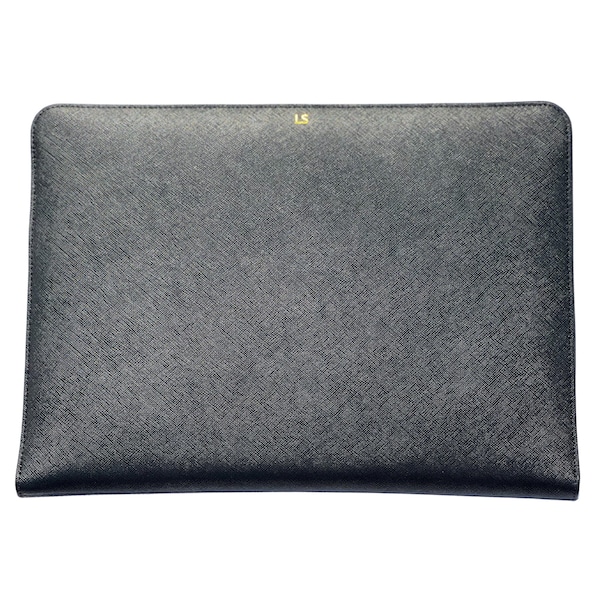 Black Genuine Leather Laptop Case | 13'' Laptop Folio | Case works with MacBook