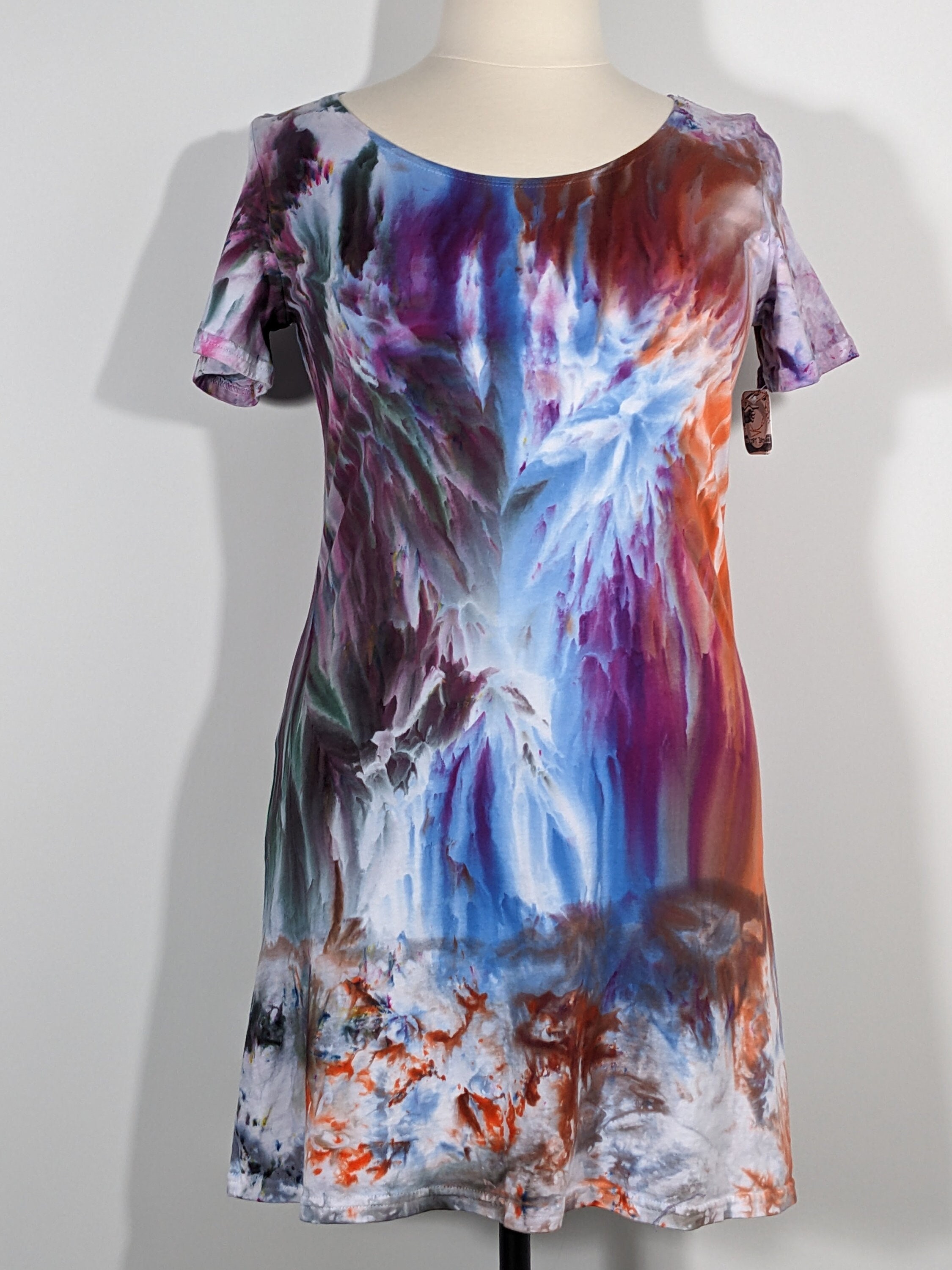 GOODTROUBLE Tee T-shirt Dress Size Large Orange Purple Blue teal, more! 100% cotton