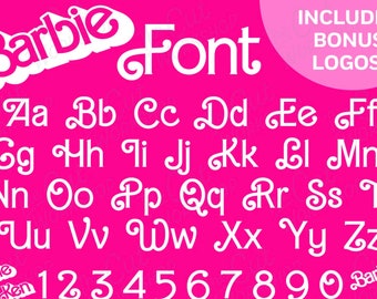 Retro Barbi Font Letters 1970s 1980s Curls Babe Doll incluye logotipos de bonificación / SVG OTF TTF Clipart Descarga digital Sublimación Cricut Cut File